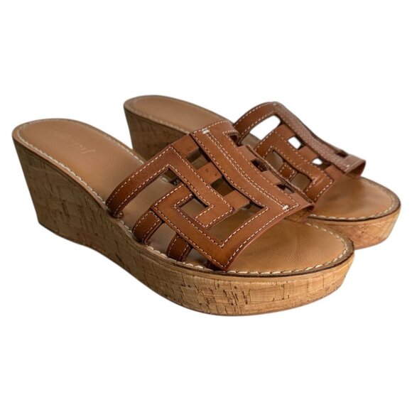 J. McLaughlin "Piper" Leather Wedge Platform Sandal in Brown Women's Size 8.5 - Picture 12 of 12